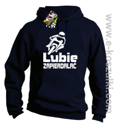 Lubie zapierdalać - bluza z kapturem granatowy