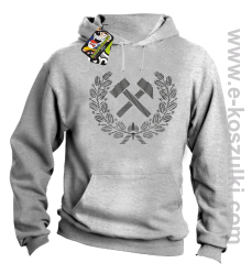 Pyrlik i żelazko Znak Górniczy herb górnictwa Logo - bluza z kapturem melanż 