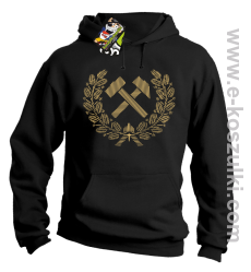 Pyrlik i żelazko Znak Górniczy herb górnictwa Logo - bluza z kapturem czarna