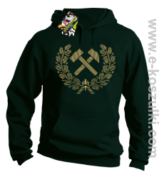 Pyrlik i żelazko Znak Górniczy herb górnictwa Logo - bluza z kapturem butelkowa