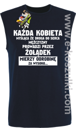 Każda kobieta myśląca że droga do serca mężczyzny
prowadzi przez żołądek mierzy odrobinę za wysoko granatowy
