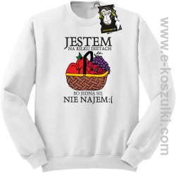 Jestem na kilku dietach, bo jedną się nie najem - modna bluza z nadrukiem bez kaptura biała