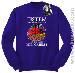 Jestem na kilku dietach, bo jedną się nie najem - modna bluza z nadrukiem bez kaptura fioletowa
