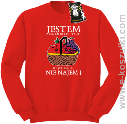 Jestem na kilku dietach, bo jedną się nie najem - modna bluza z nadrukiem bez kaptura czerwona