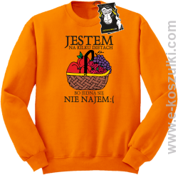 Jestem na kilku dietach, bo jedną się nie najem - modna bluza z nadrukiem bez kaptura pomarańczowa