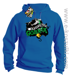 Emerytowany górnik Zielony Górniczy - bluza z kapturem niebieska