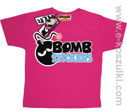 Bomb stickers koszulka dziecięca - różowy