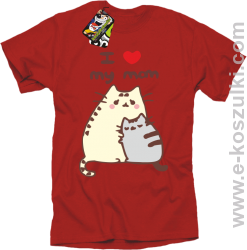I love my Mom Two Sweety Cats - koszulka damska STANDARD czerwona