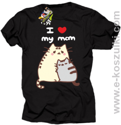 I love my Mom Two Sweety Cats - koszulka damska STANDARD czarna