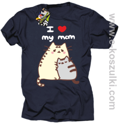 I love my Mom Two Sweety Cats - koszulka damska STANDARD granatowa