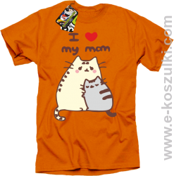 I love my Mom Two Sweety Cats - koszulka damska STANDARD pomarańczowa