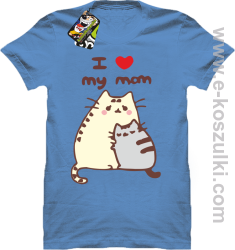 I love my Mom Two Sweety Cats - koszulka damska STANDARD błekitna