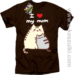 I love my Mom Two Sweety Cats - koszulka damska STANDARD brązowa