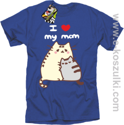 I love my Mom Two Sweety Cats - koszulka damska STANDARD niebieska