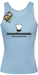 Cenosillicaphobia strach przed szklanką - top damski błękitny