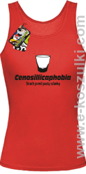 Cenosillicaphobia strach przed szklanką - top damski czerwony