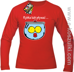 Rybka lubi pływać - longsleeve męski czerwony