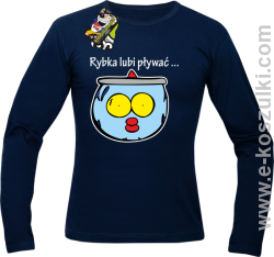 Rybka lubi pływać - longsleeve męski granatowy