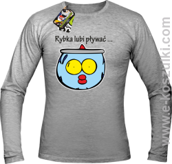 Rybka lubi pływać - longsleeve męski szary
