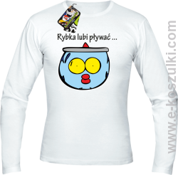 Rybka lubi pływać - longsleeve męski biały