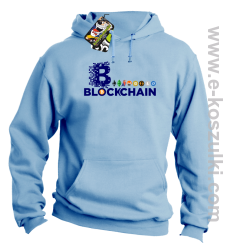 BLOCKCHAIN Fan Symbols - bluza męska z kapturem błękitna