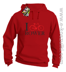 I love rower - bluza z kapturem czerwony