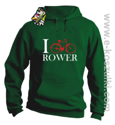I love rower - bluza z kapturem zielony