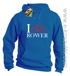 I love rower - bluza z kapturem niebieski