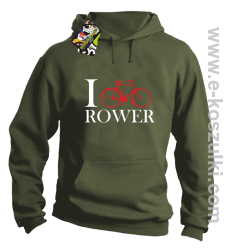 I love rower - bluza z kapturem khaki