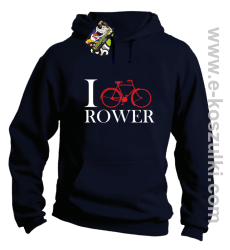 I love rower - bluza z kapturem granatowy