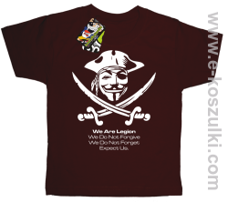 Anonymous We are Legion We Do Not Forget We Do Not Forgive Expect Us - koszulka dziecięca brązowa