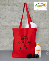 Keep Calm & Bike On - torba bawełniana czerwony