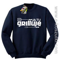 Ja tu grilluję  - bluza bez kaptura granatowy