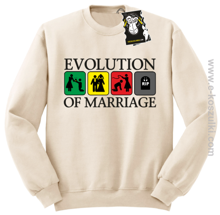 Evolution of marriage - bluza z nadrukiem na każdą okazję bez kaptura beżowa