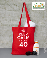 Keep Calm I'm only 40 - torba bawełniana czerwony