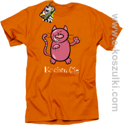 Kociam Cię Kotek Smyrek - koszulka męska pomarańczowa