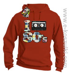 I love 80`s mix tape kaseta magnetofonowa - bluza z kapturem pomarańczowa