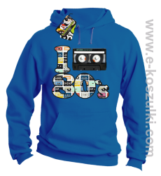 I love 80`s mix tape kaseta magnetofonowa - bluza z kapturem niebieska