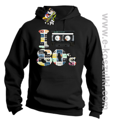 I love 80`s mix tape kaseta magnetofonowa - bluza z kapturem czarna