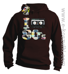 I love 80`s mix tape kaseta magnetofonowa - bluza z kapturem brązowa