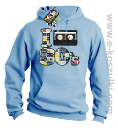 I love 80`s mix tape kaseta magnetofonowa - bluza z kapturem błękitna