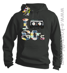 I love 80`s mix tape kaseta magnetofonowa - bluza z kapturem szara