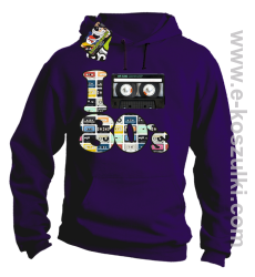 I love 80`s mix tape kaseta magnetofonowa - bluza z kapturem fioletowa