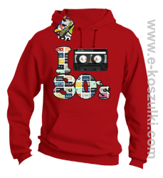 I love 80`s mix tape kaseta magnetofonowa - bluza z kapturem czerwona