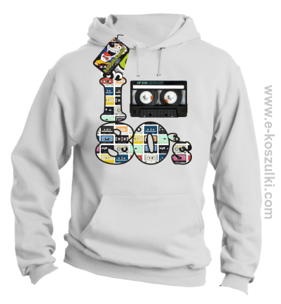 I love 80`s mix tape kaseta magnetofonowa - bluza z kapturem biała