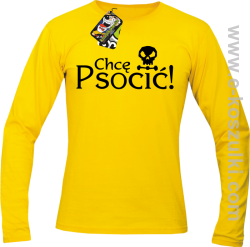 Chcę psocić - longsleeve męski żółty