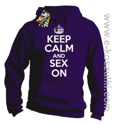 Keep Calm and sex on - bluza z kapturem fioletowa