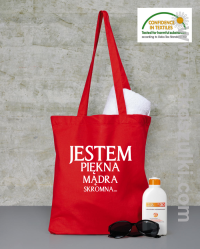 Jestem piękna mądra skromna - Eco torba czerwona