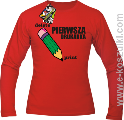 Pierwsza drukarka - delete - print - longsleeve męski czerwony