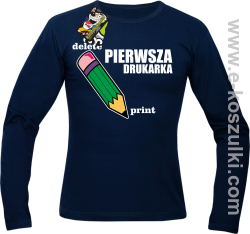 Pierwsza drukarka - delete - print - longsleeve męski granatowy